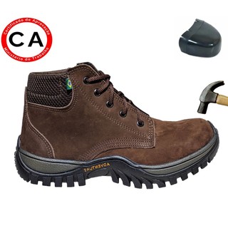 Bota De Segurança Botina Biqueira Pvc Sola Leve Resistente Couro Nobuck