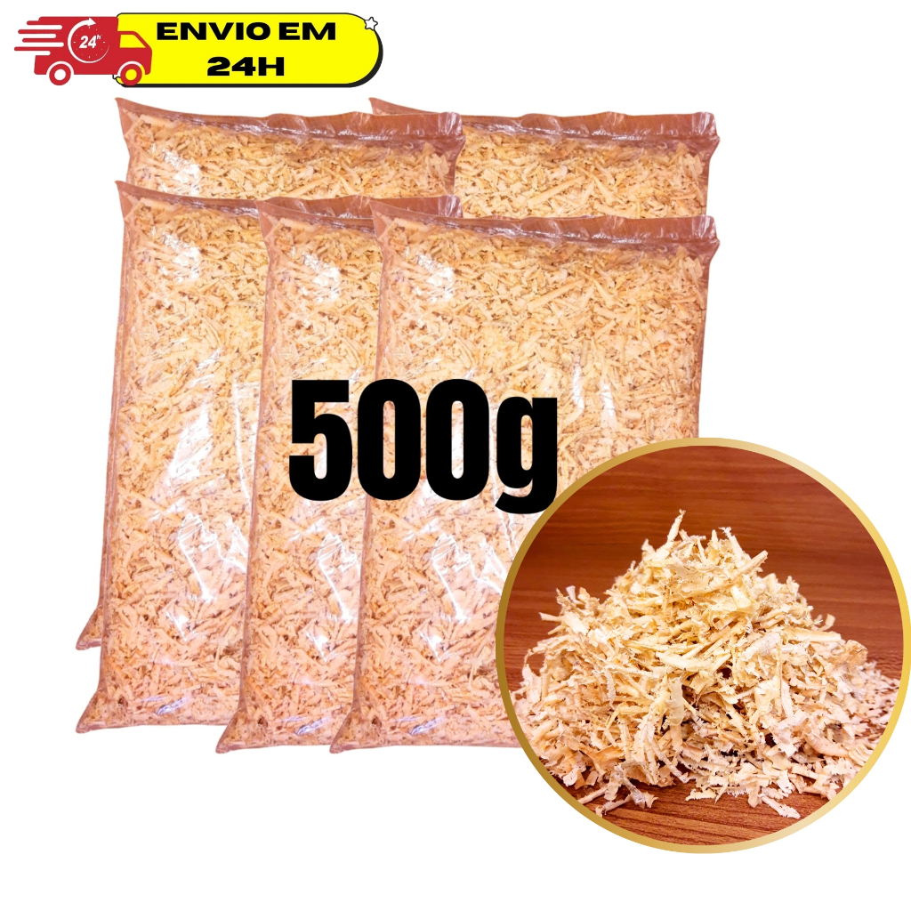 Serragem de Madeira Pinus Seca Natural Composteira Jardim 500g
