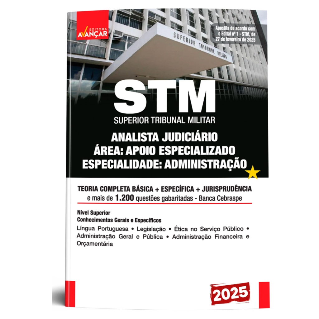 Apostila Analista Judiciário - Área Apoio Especializado Admin.Do Superior Tribunal Militar Stm 2025