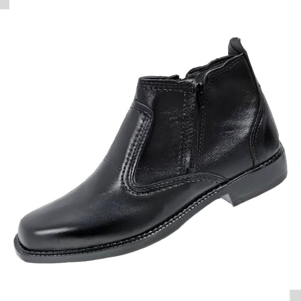 Bota Masculina Preta Estilo Tradicional Sapato Social Botina Forte Resistente Solado Costurado 2235