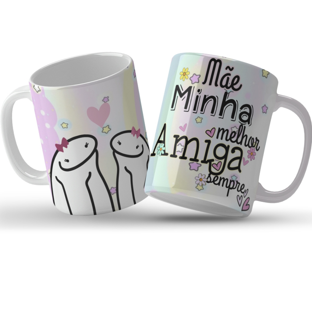 Caneca Dia das Mães Mae Personalizada Flork Même Frases de Mãe - Mãe Minha melhor amiga sempre