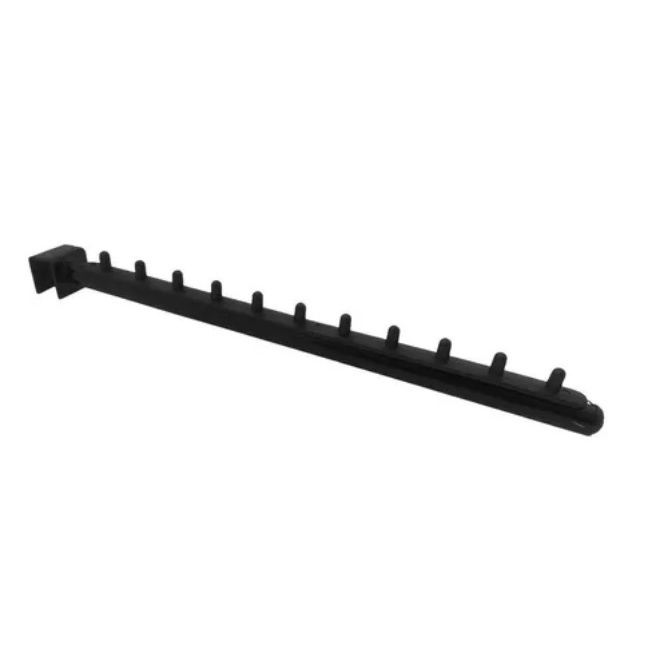 Suporte Expositor Rt Reto 40cm P/ Barra Régua Encaixe 2 Unidades  (PRETO)