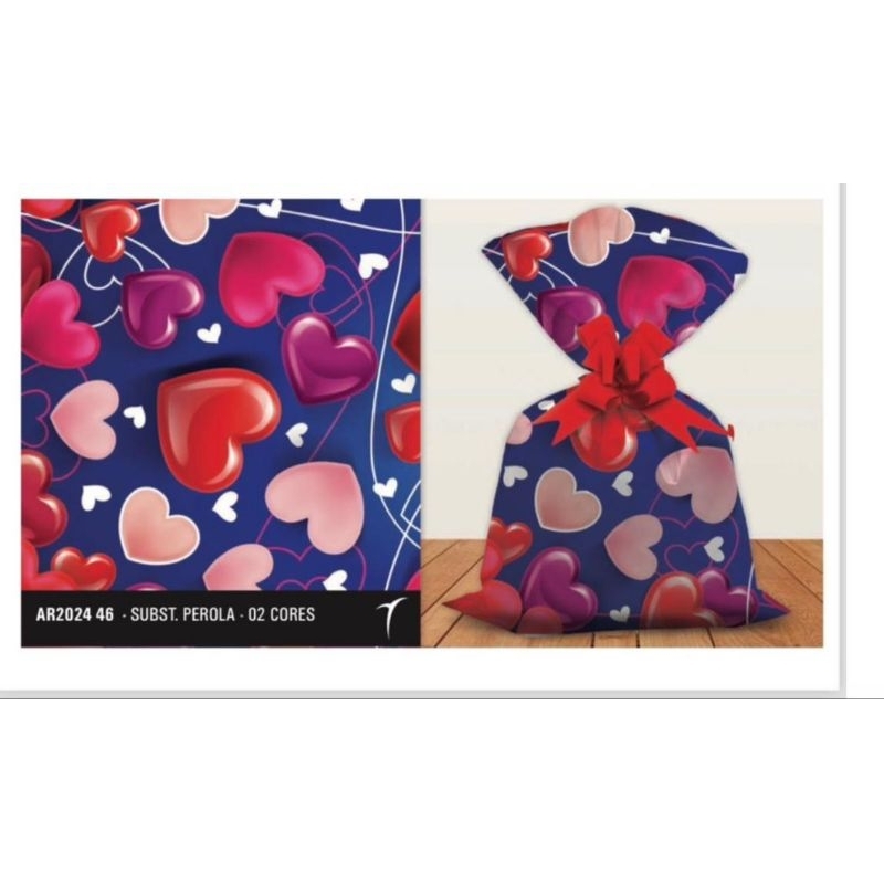 50 sacos para presente metalizados 15x22 ao 30x45 estampas floral e coração em Oferta na Shopee