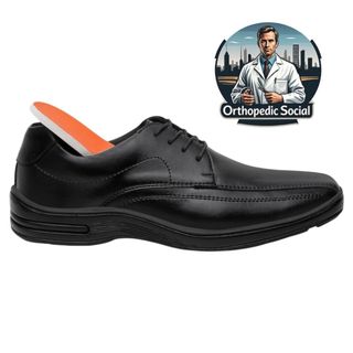 Sapato Ortopédico Social Masculino Confortável Antistress Couro ENVIO IMEDIATO