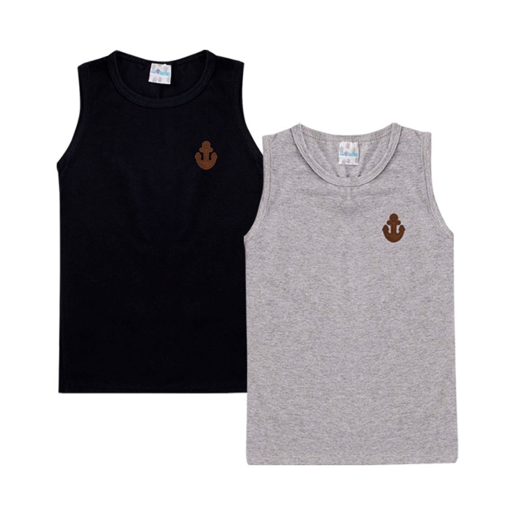 kit 2 camisas regatas infantil menino com aplique cores sortidas tamanhos 1 2 3 4 6 8