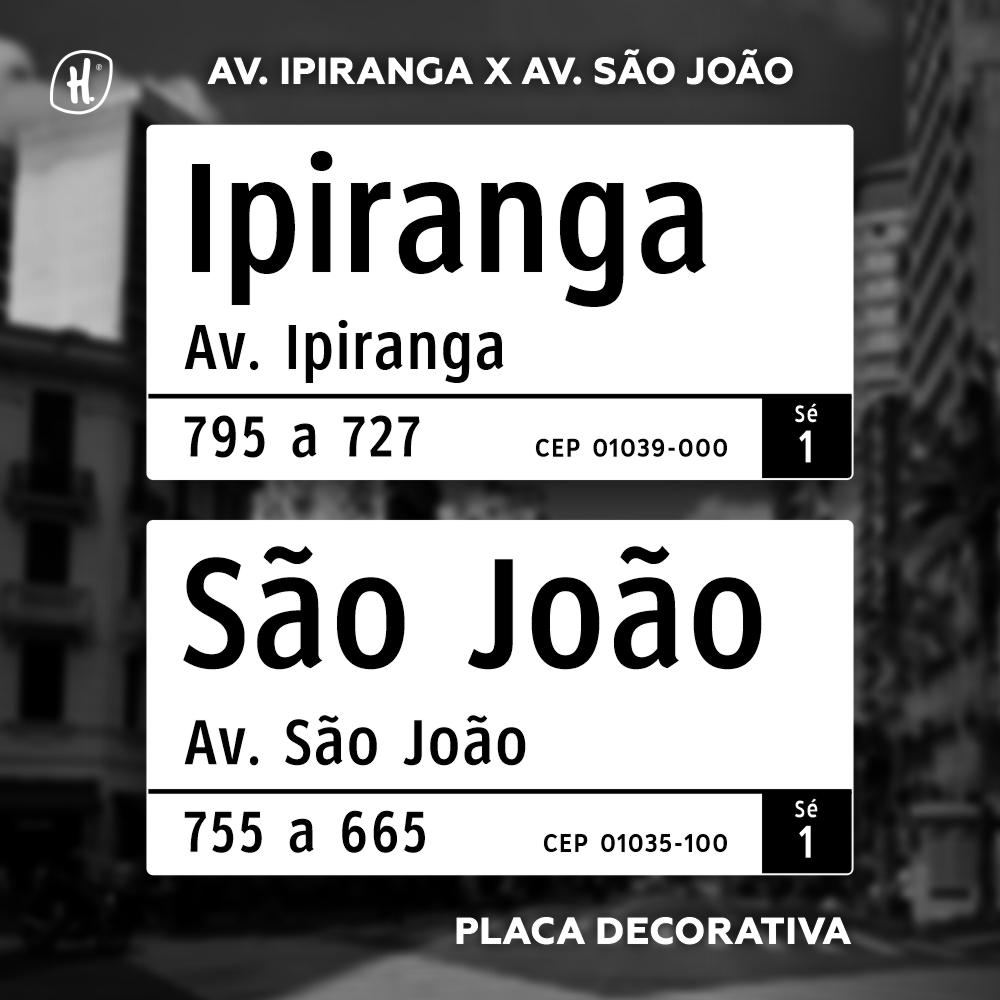 2 Placas Decorativas - Padrão Logradouro SP - São Paulo - Ipiranga São João - Turismo - Viagem