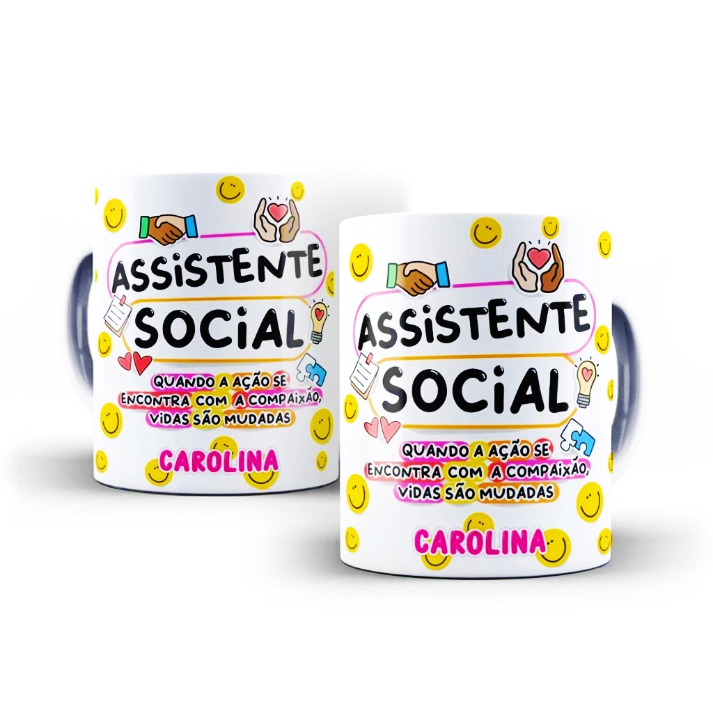 Caneca Cerâmica Personalizada Profissão - Assistente Social em Oferta na Shopee