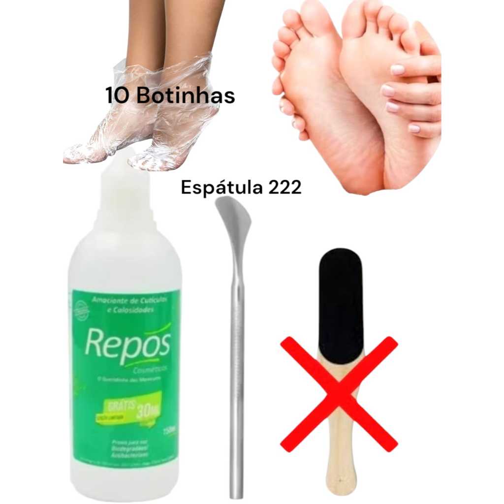 🦶 Kit Spa dos Pés – FIM dos Calos 🦶 Pés Lisinhos e Macios Como de Bebê! Repos 150 ml+Espátula 222+ 1O Botinhas