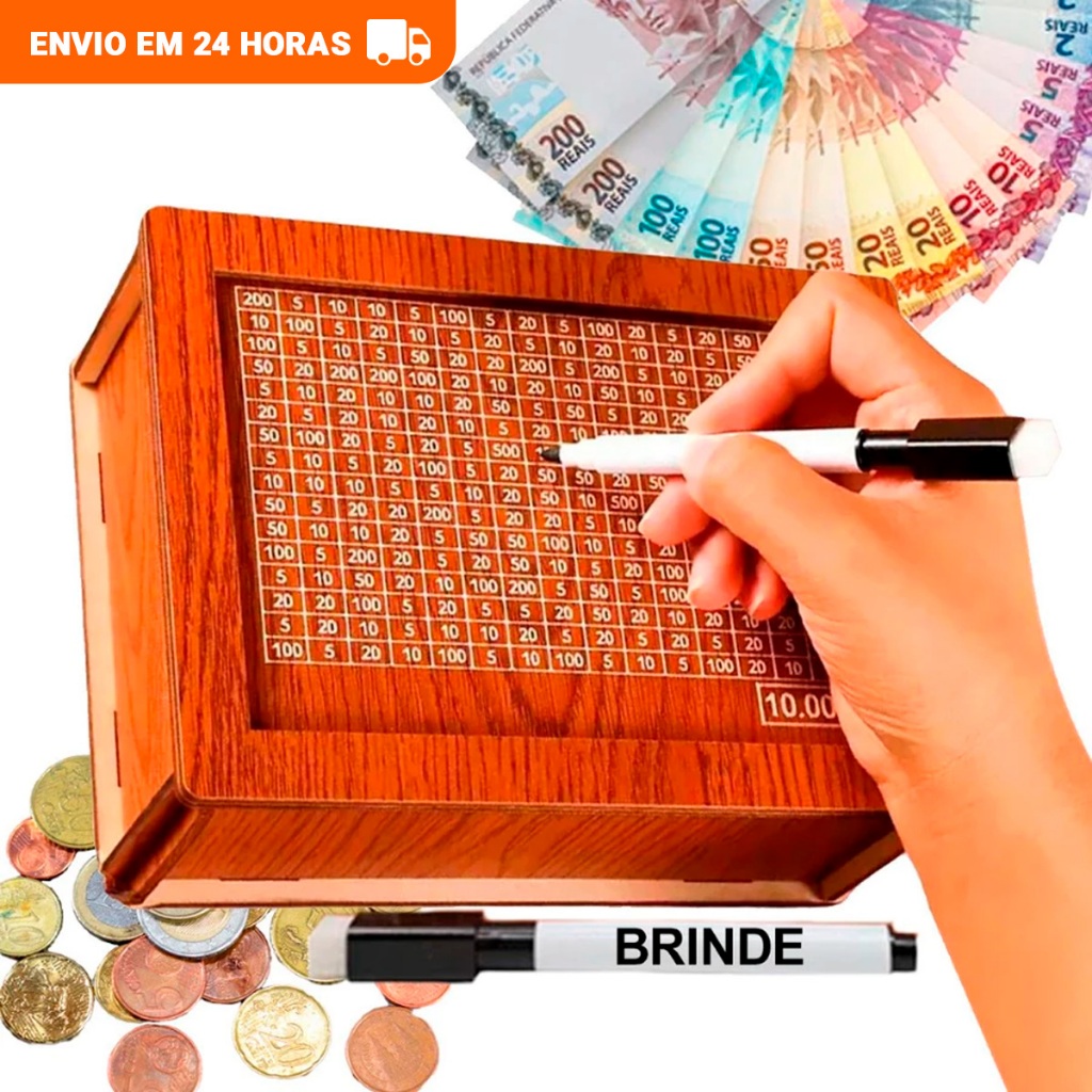 Cofre Desafio 10Mil Woodbox Cofrinho