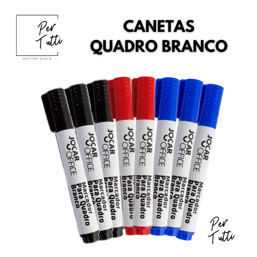Caneta Para Quadro Branco Pincel Marcador Quadro Branco  Azul Preto e Vermelho