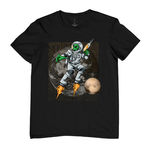 Camiseta Masculina Com Estampa Alien Com Roupa De Astronauta Tecido Premium 100% Algodão