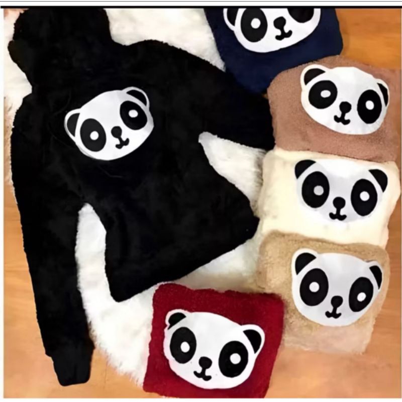 blusa casaco de frio pelúcia infantil para o inverno com capuz touca estampa PANDA ou STITCH
