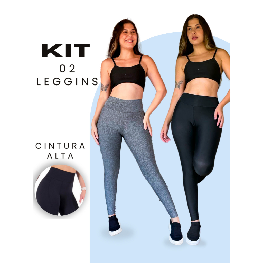 Calça Legging kit com 2 calça Grossa de malhar Levanta Bumbum Zero Transparência Confortáv...