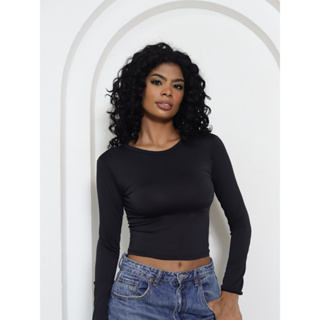 Blusa Feminina de Manga Longa - Meia Estação de Compressão Colada - Blusinha Manga Comprida - Varias Cores em Oferta na Shopee