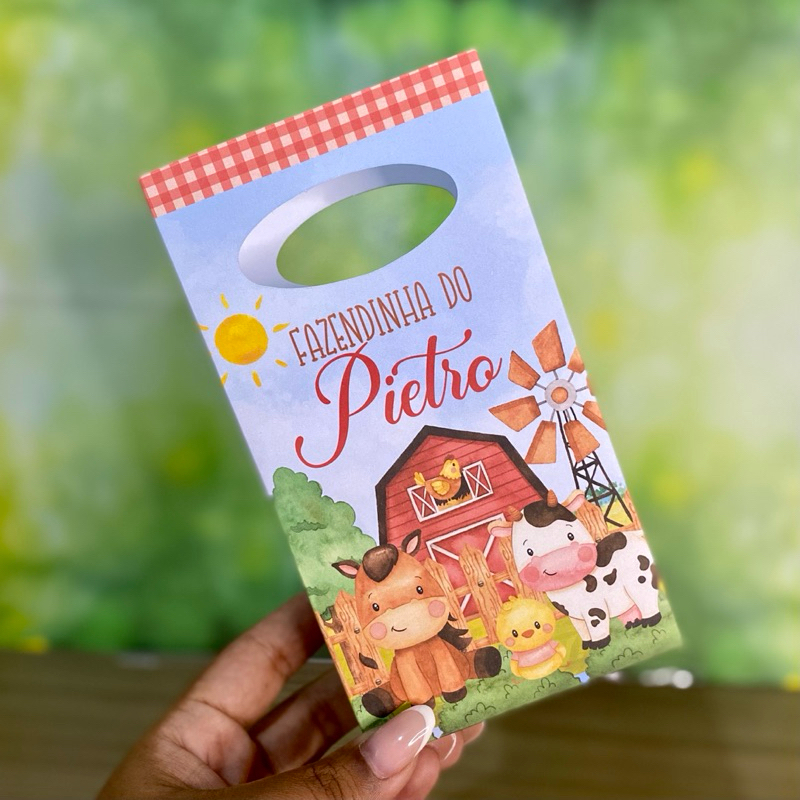 Sacolinha Personalizada Fazendinha Vermelha PEGUE E MONTE Lembrancinhas Para Festa Personalizados