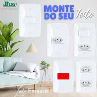 Interruptor Simples + Tomada 10A e 20A Blux Linha Finesse + Premium Branca em Oferta na Shopee