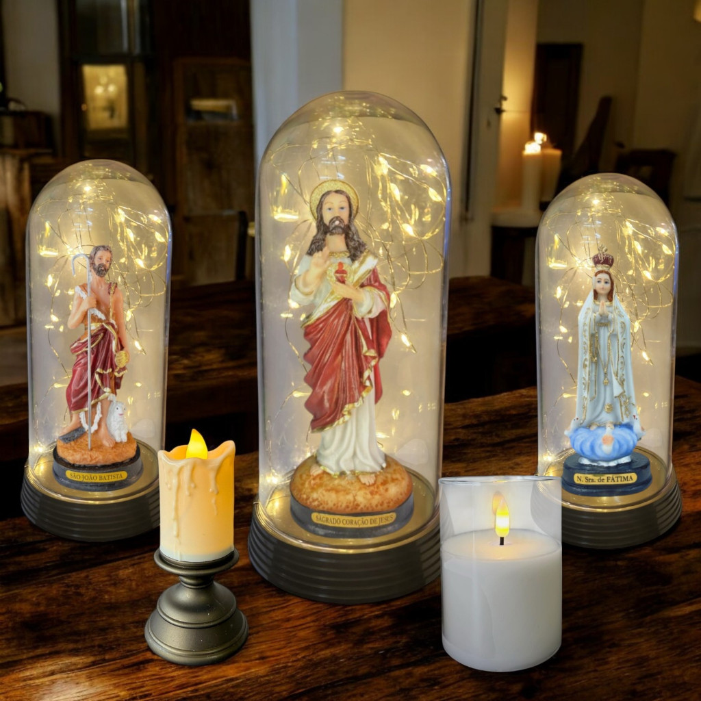 Luminaria imagem sagrado coração de jesus são joão batista Nossa senhora de fatima vela eletrica preços individuais
