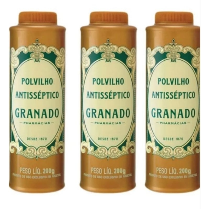 Kit com 3 talco Polvilho Antisséptico 200g Granado  no tratamento de assaduras é desodorante para os pés