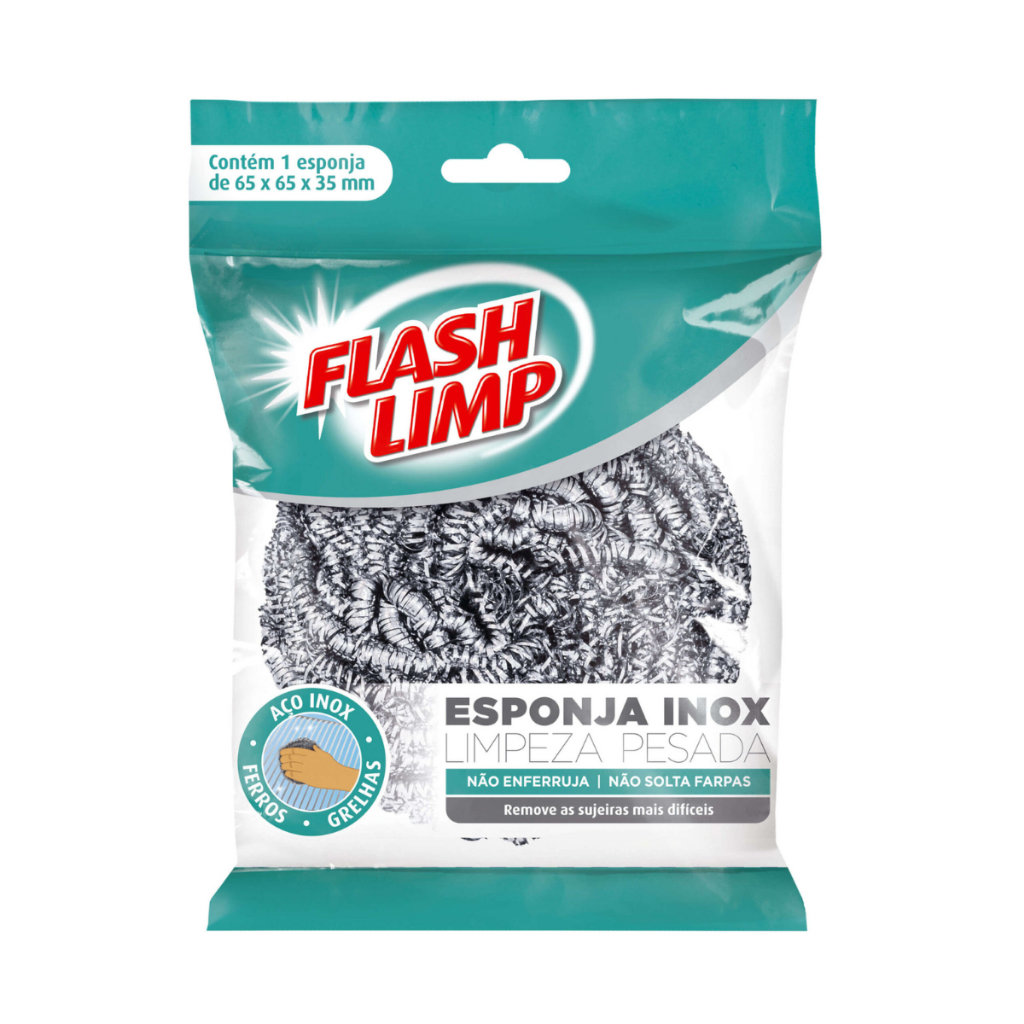 Esponja Aço Inox Limpeza Pesada Não Enferruja - Flash Limp EA1409