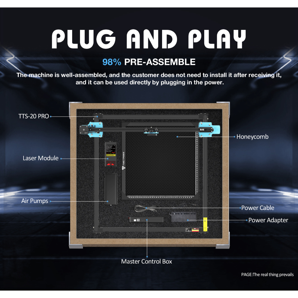 Máquina de corte e gravação a laser TwoTrees TTS Pro Series, cortador e gravador a laser
