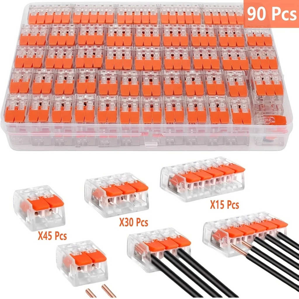 Kit 90 peças conector elétrico compacto e peças derivadas 2, 3 e 5 canais 4 mm e 6 mm em Oferta na Shopee