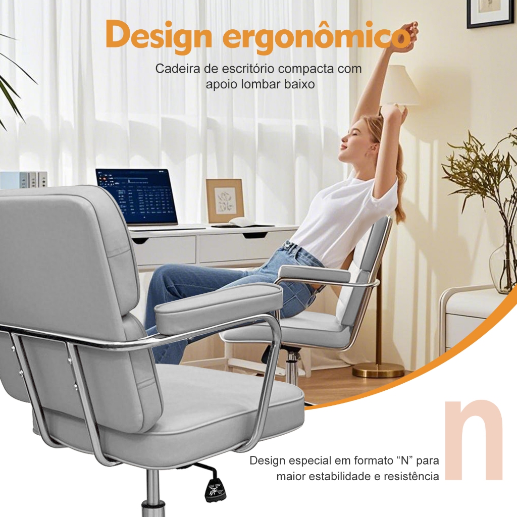 Nova Cadeira De Escritório Ergonômica Giratória Couro Retrô De Alto Luxo Lazer Retrô Conforto · foto 2