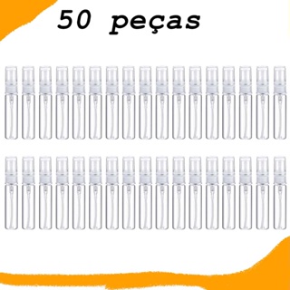 50 pacotes de frascos de spray de plástico transparente de 3 ml, vazios, atomizador de perfume bonito em Oferta na Shopee