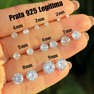 Brinco Ponto de Luz Feminino e Masculino Prata 925 Legítima Pedra Zircônia 9mm 8mm 7mm 6mm 5mm 4mm 3mm 2mm em Oferta na Shopee