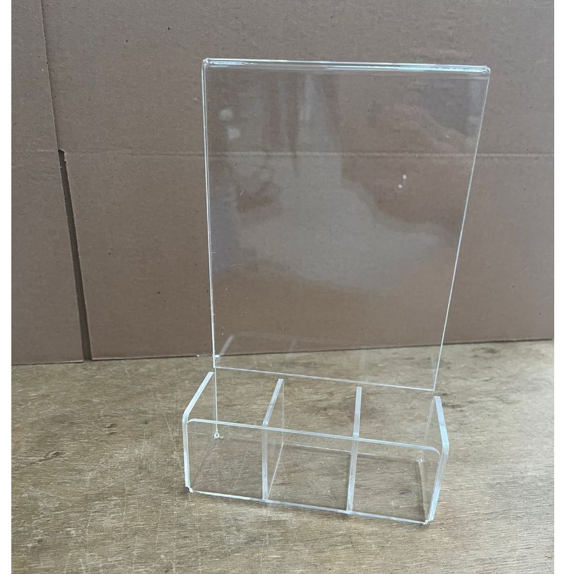 Porta Sache Com Display A6 (10x15cm) Acrílico Cristal Bar Mesa Cozinha 2 Peças