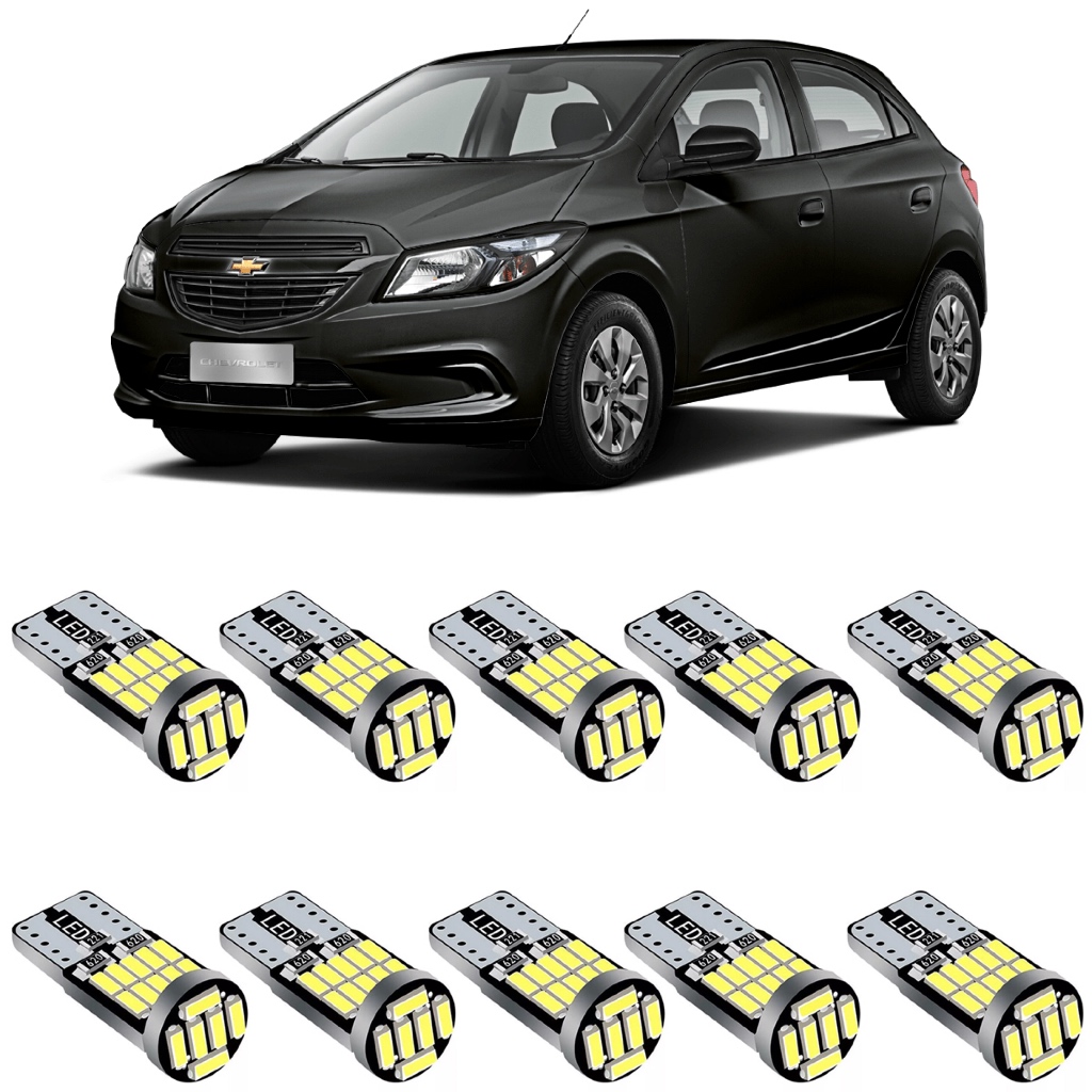 Led T10 Chevrolet Vectra Astra Onix Prisma Cobalt Super Branco Soquete T10 6000k 5w 26 leds por lampada