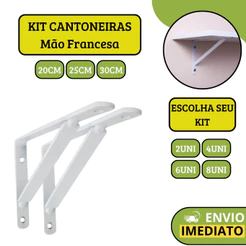 Kit Suporte De Prateleira Cantoneira Mão Francesa Para Sustentar Prateleira - 20CM 25CM 30CM
