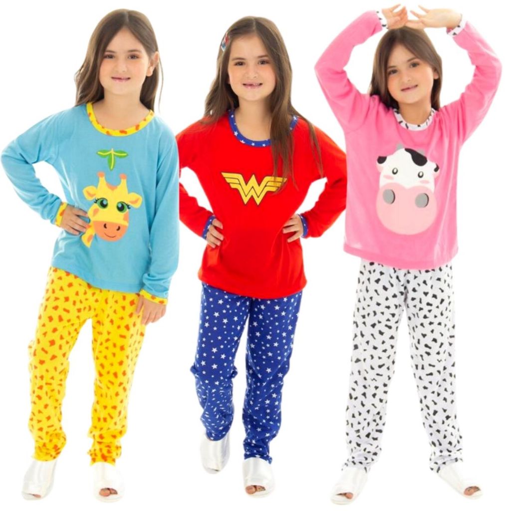 Pijama Feminino Infantil Estampado / Roupa de Dormir