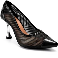 Scarpin Feminino Lumiss Salto Alto Fino Metalizado Tela Bico Fino