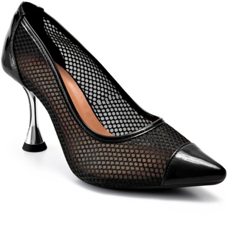 Scarpin Feminino Lumiss Salto Alto Fino Metalizado Tela Bico Fino em Oferta na Shopee