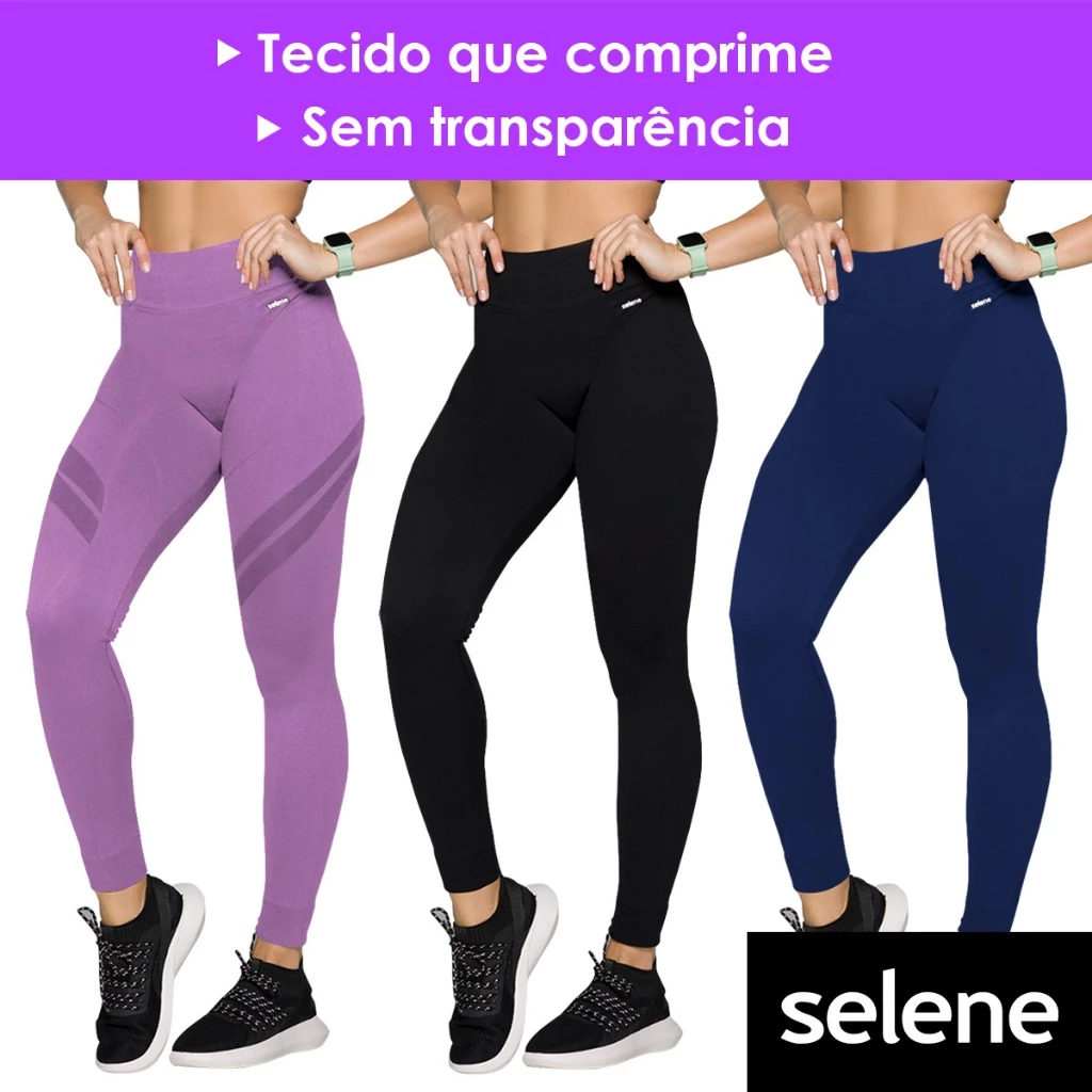 Calça Legging Selene Feminina Grossa Sem Transparência Leg SemCostura Legue Fitness Academ...
