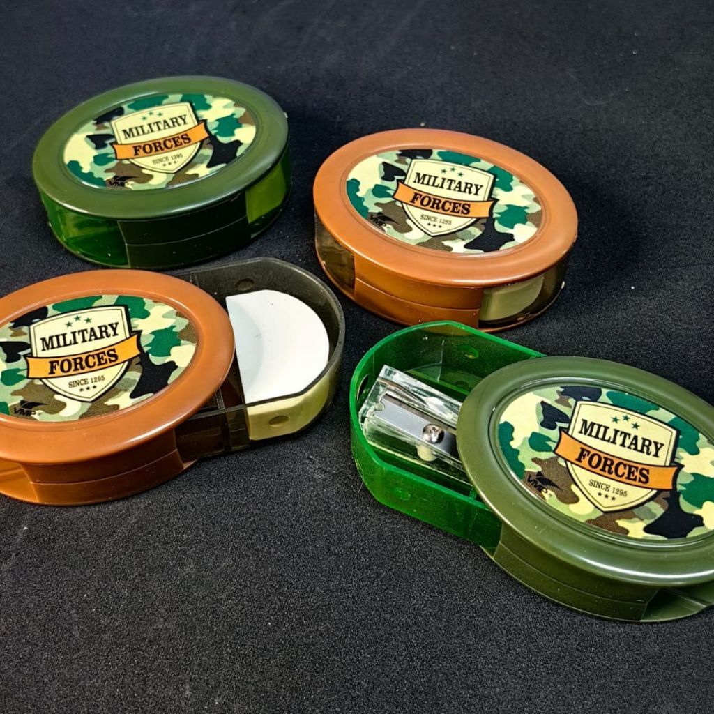 Apontador com Borracha Branca Apontador 2 em 1 Grande Fun Militar Material Escolar Meninos em Oferta na Shopee