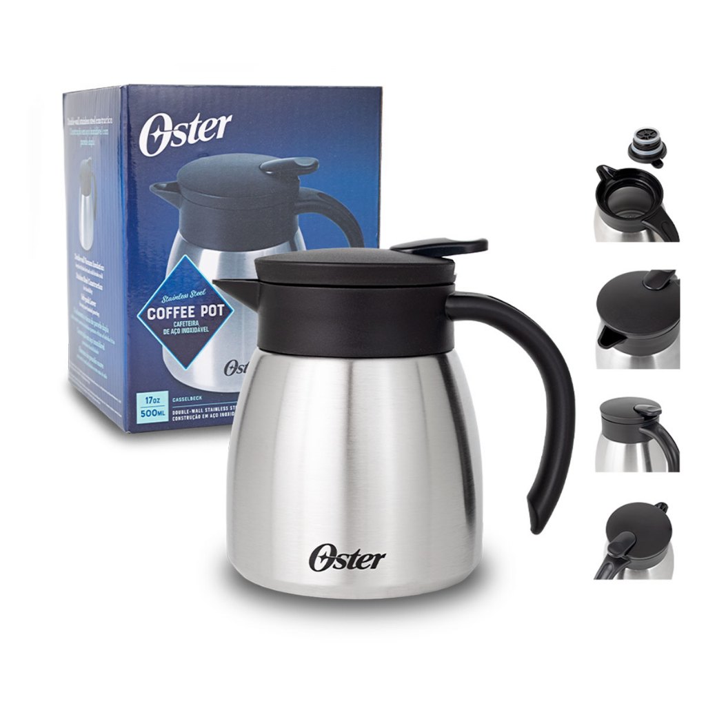 Garrafa Térmica Café Oster 500ml Bule Térmico Aço Inox Com Alça Casselbeck - Home & Living