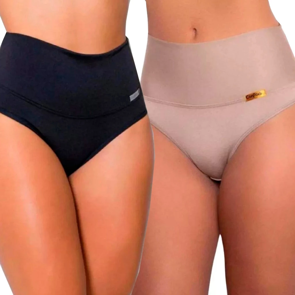 Kit 2 Cinta Seca Barriga Suplex Modeladora Alta Compressão Feminina AQN SPORT — imagem 1