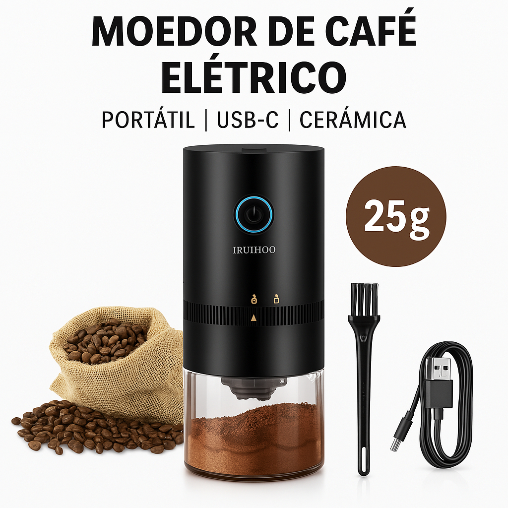 Imagem Moedor De Café Em Grãos Portátil Elétrico Carregamento USB-C Profissional Núcleo De Moagem Cerâmica