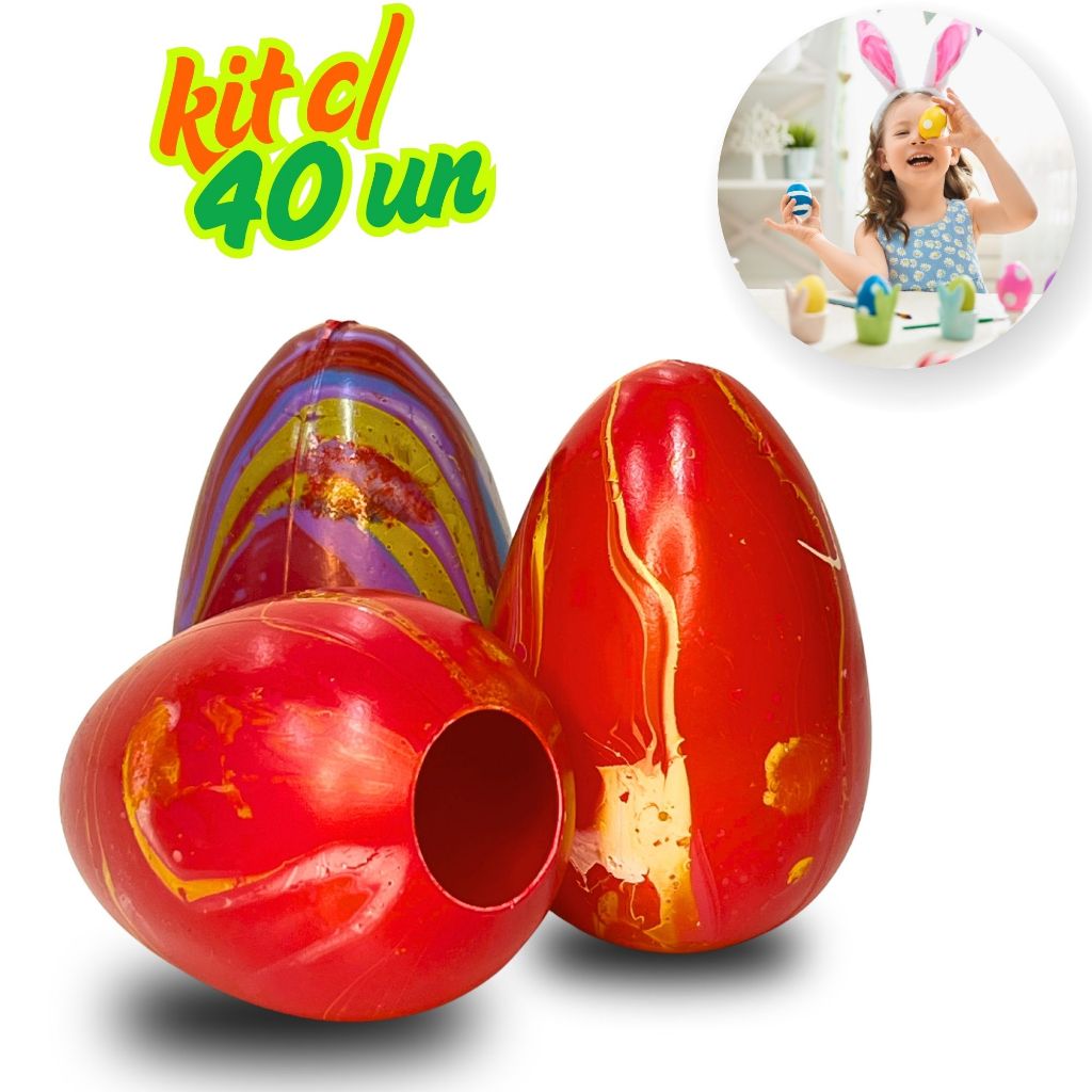 Kit 40un de Casquinha de Ovos para Páscoa p/  Rechear, coloridos, ovinhos p/ decoração em Oferta na Shopee