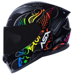 Capacete Feminino City ASX Flowers Preto Brilhante