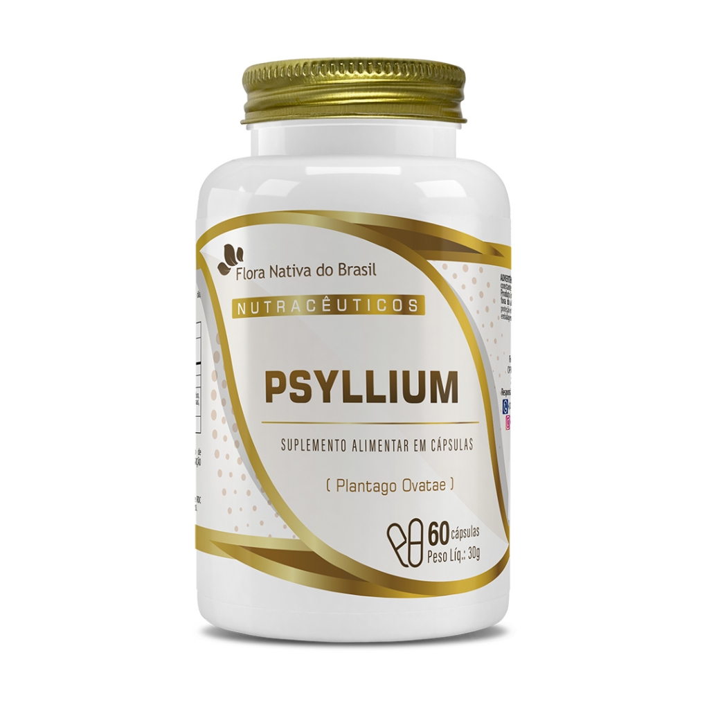 Suplemento Alimentar em cápsulas Psyllium Plantago Ovatae (60 cápsulas) - Flora Nativa