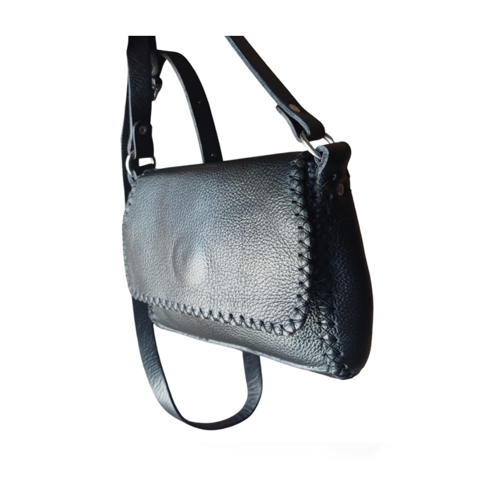 Bolsa Pequena Em Couro Legitimo Com Alça Tira Colo Transversal Modelo Artesanal