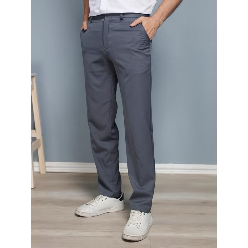 Manfinity Mode Calça de terno de negócio masculino justa com elastano cor sólida fab