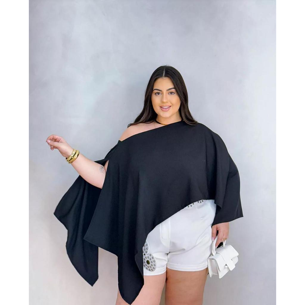 Blusa Bata Plus Size Boho Chic Capa Virginia Tendência Soltinha e Larguinha Multi Forma Moda Instagram Tamanho G1 e G2