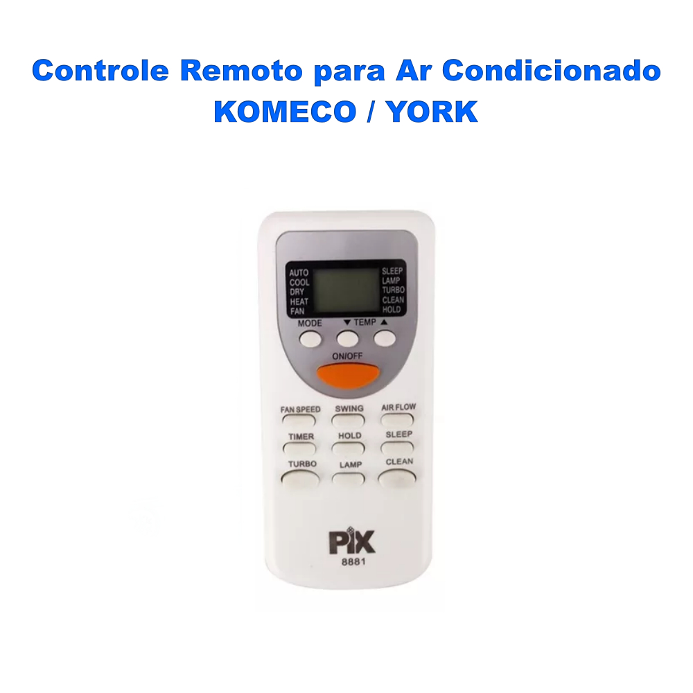 Controle Remoto para Ar Condicionado Split compatível Com KOMECO / YORK / RHEMM