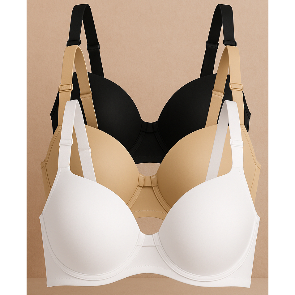 Kit 3 Sutiã Básico Reforçado Microfibra Com Bojo Adulto/Infantil PROMOÇÃO Sustentável Alça Ajustável em Oferta na Shopee