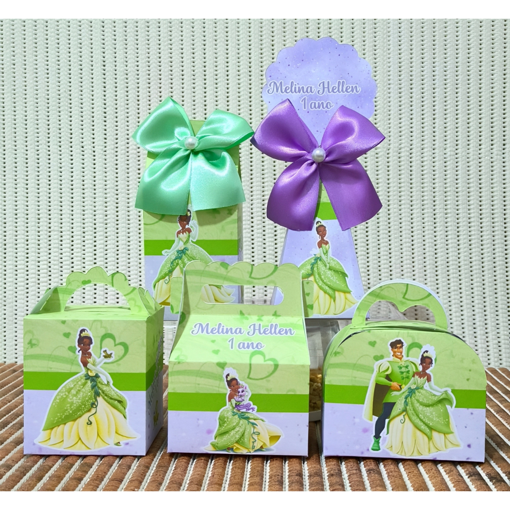 PEGUE E MONTE - Kit Festa Tiana A Princesa e o Sapo  Personalizados Lembrancinhas Caixinhas para festa