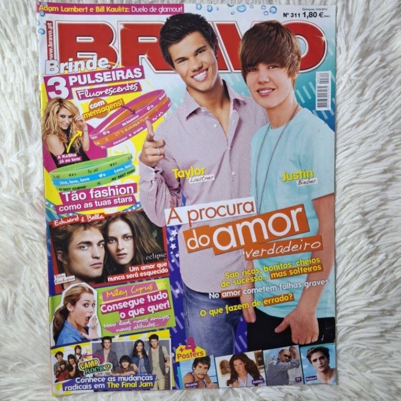 Revista Bravo internacional/importada Taylor Lautner e Justin Bieber-Tokio Hotel,Selena Gomez,Miley Cyrus,Ashley Tisdale