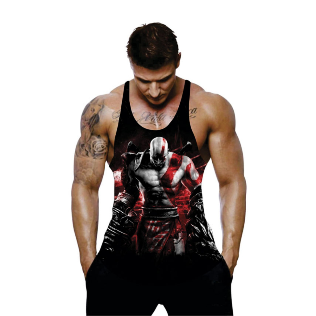 Regata Masculina Estampada com Personagem Academia Musculação Treino Fitness